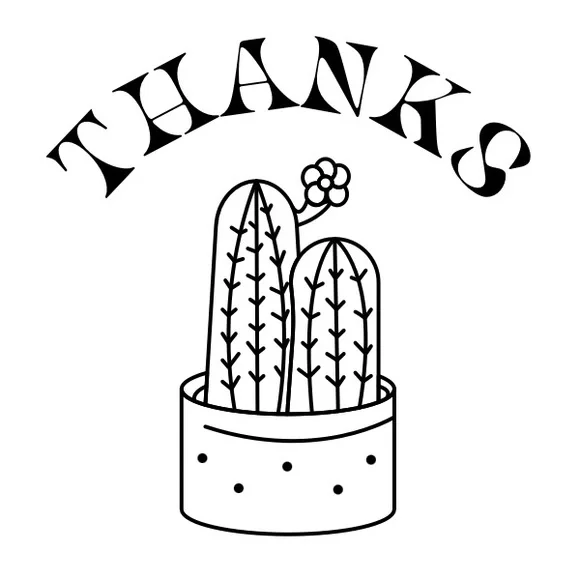 25 Thanks Blooming Cactus Stickers - Picture 2 of 5